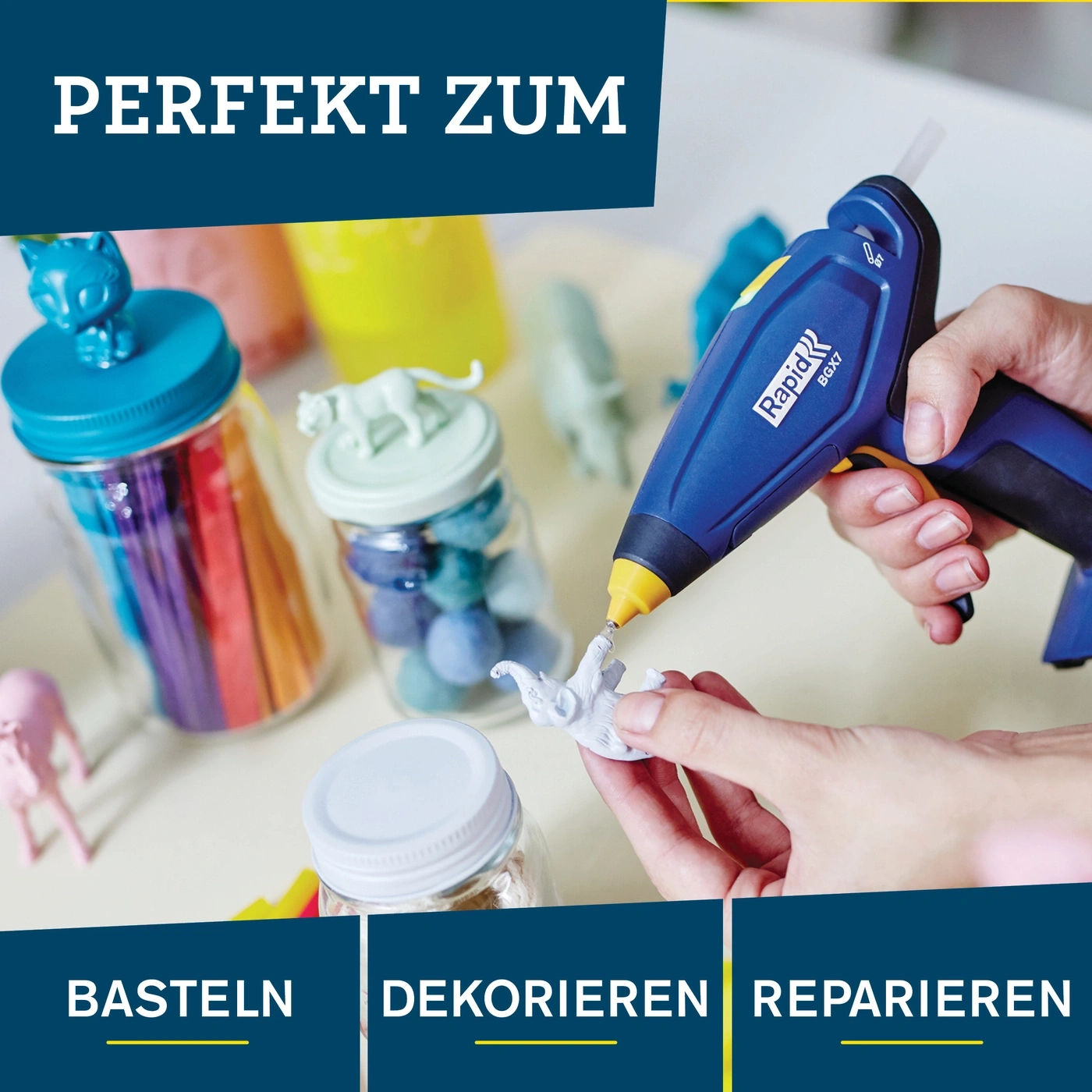 Heißklebepistole wird zum Basteln, Dekorieren und Reparieren verwendet.