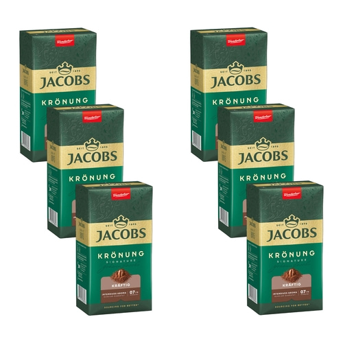 JACOBS Filterkaffee Krönung Kräftig Pulver-Kaffee Röstkaffee gemahlen 6 x 500 g