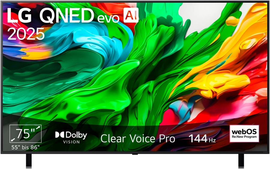 LG QNED evo AI 2025 Fernseher mit 75 Zoll, Dolby Vision, Clear Voice Pro und 144 Hz