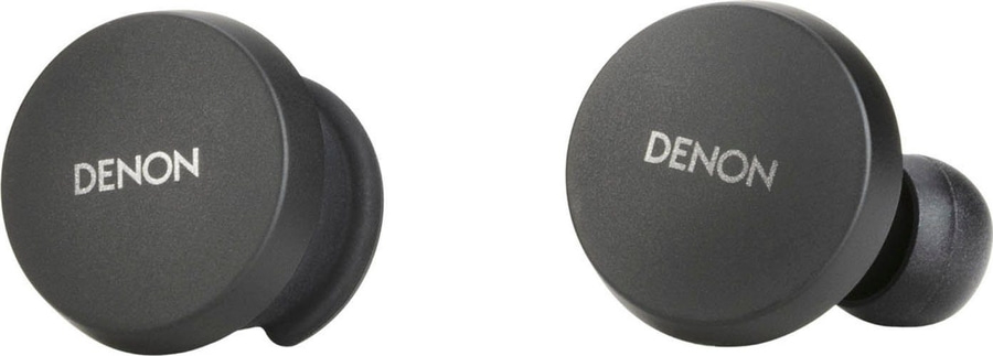 Zwei schwarze Denon-Kopfhörer mit dem Denon-Logo auf der Oberfläche.