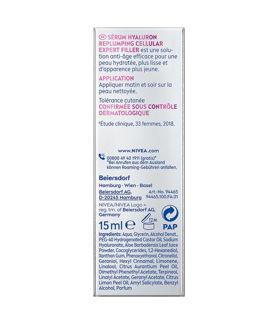 NIVEA Serum, Anti-Aging-Creme, Inhaltsstoffe, Anwendung, dermatologisch getestet, 15ml, 12M, PAP