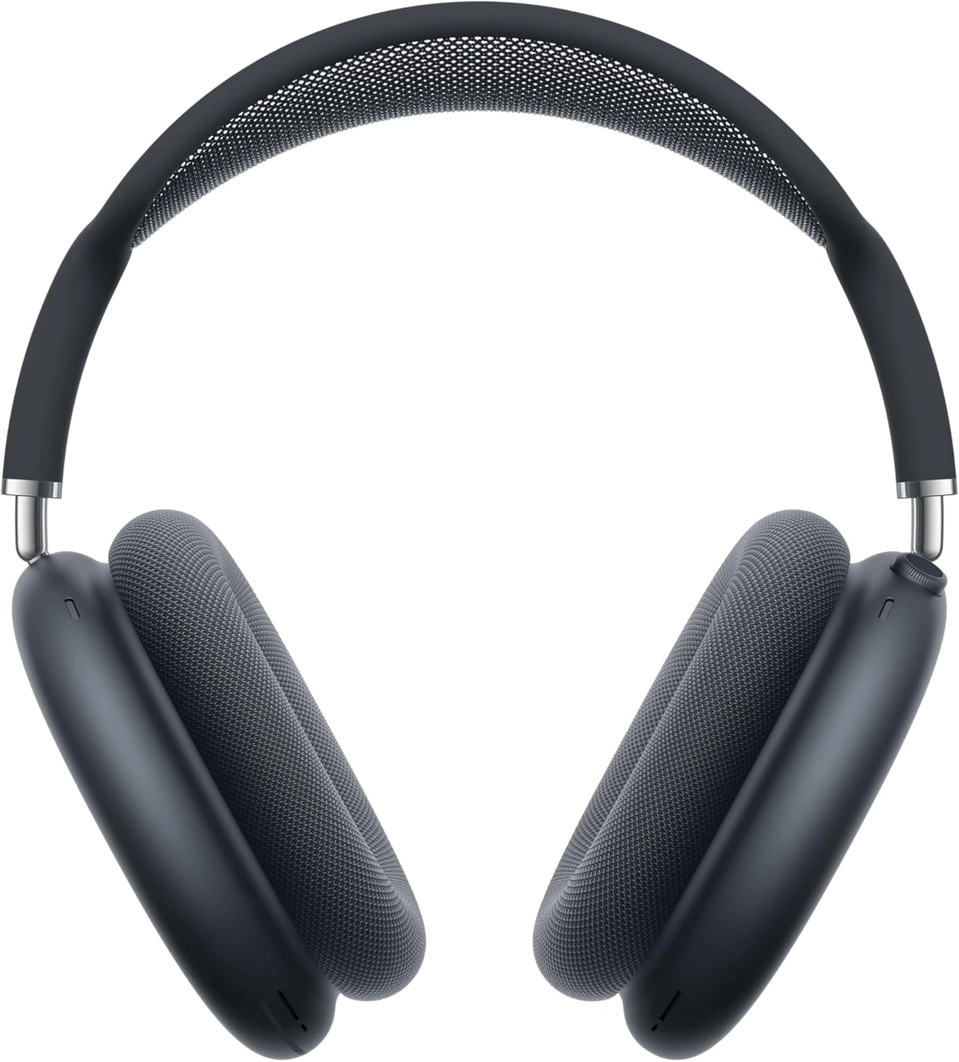 Dunkelgraue Apple AirPods Max Kopfhörer, Over-Ear-Design, Mesh-Kopfband und Ohrmuscheln.