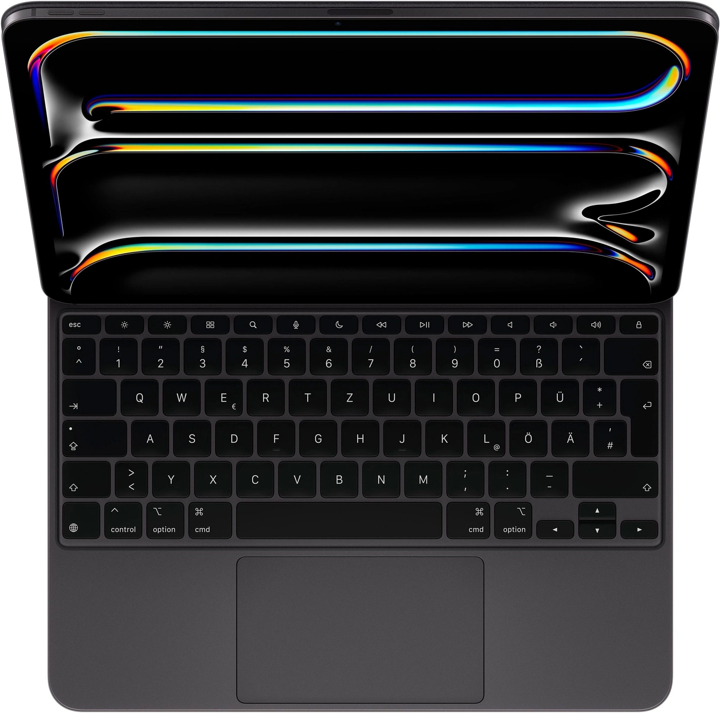 Apple MacBook mit dunkler Tastatur und hellem Bildschirmdisplay