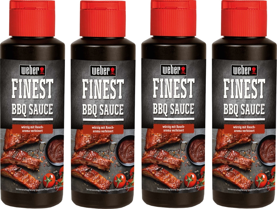 4x Weber Sauce Finest BBQ Grillsauce Burger 300 ml Flasche Raucharoma würzig