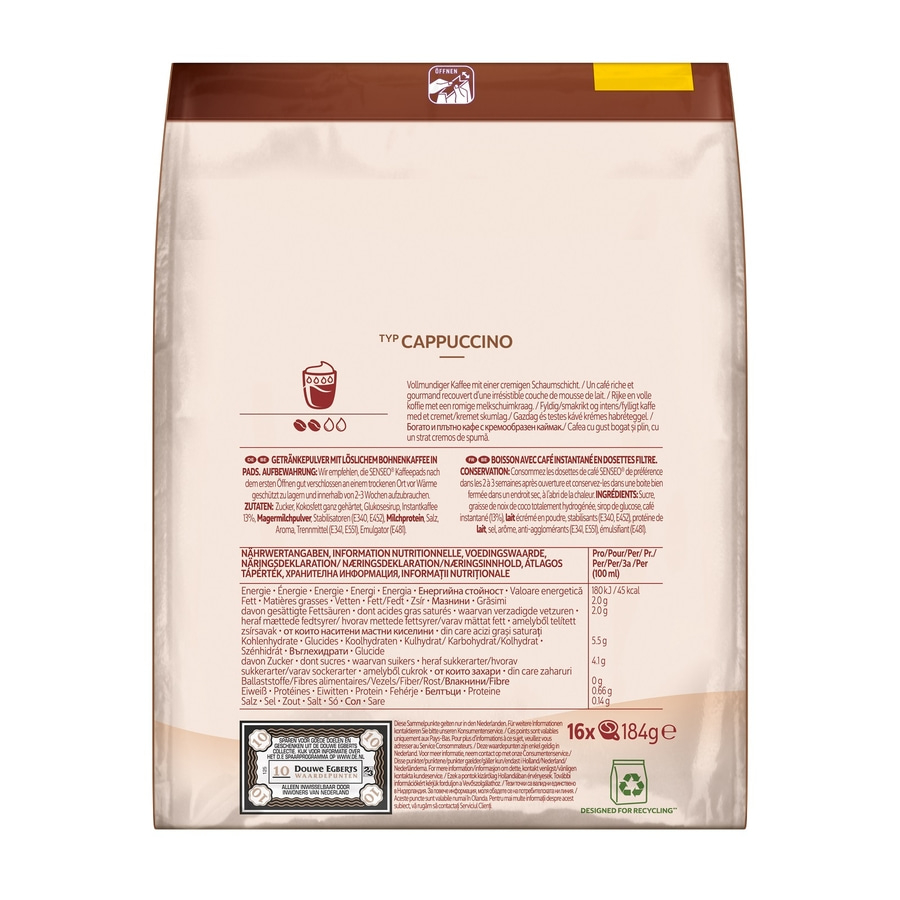 SENSEO Pads Typ Cappuccino Senseopads 5 x 16 Getränke Kaffeepads Vorteilspack