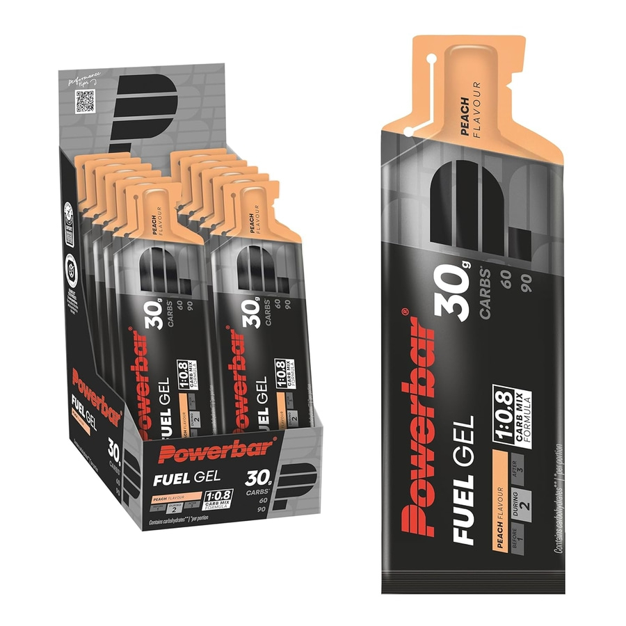 Powerbar FUEL GEL Pfirsich Geschmack, 30g Kohlenhydrate, 1:0,8 Kohlenhydrat-Mischformel.