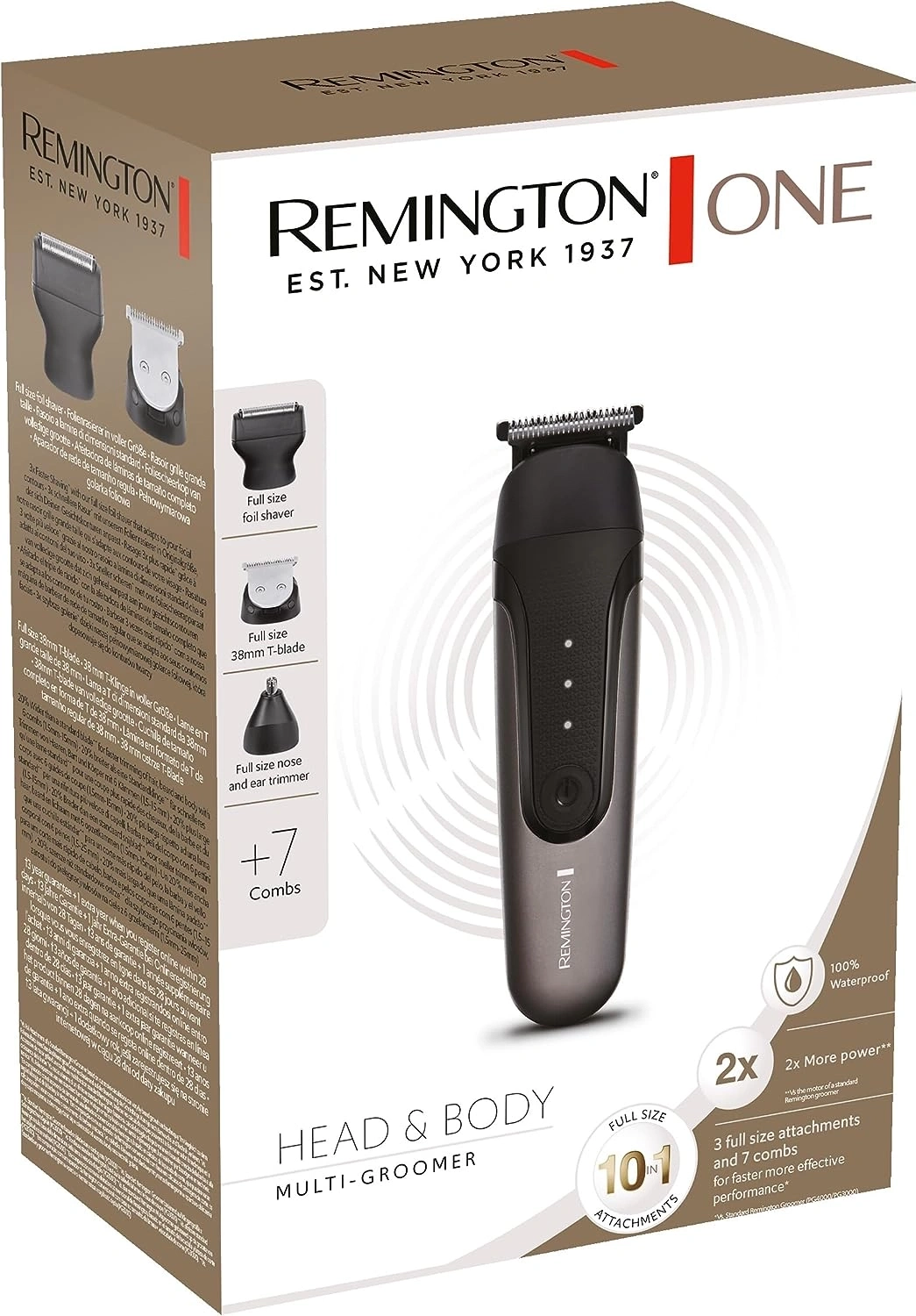 Remington One Head & Body Multi-Groomer, 10 Aufsätze, 2x mehr Leistung, 100% wasserdicht.