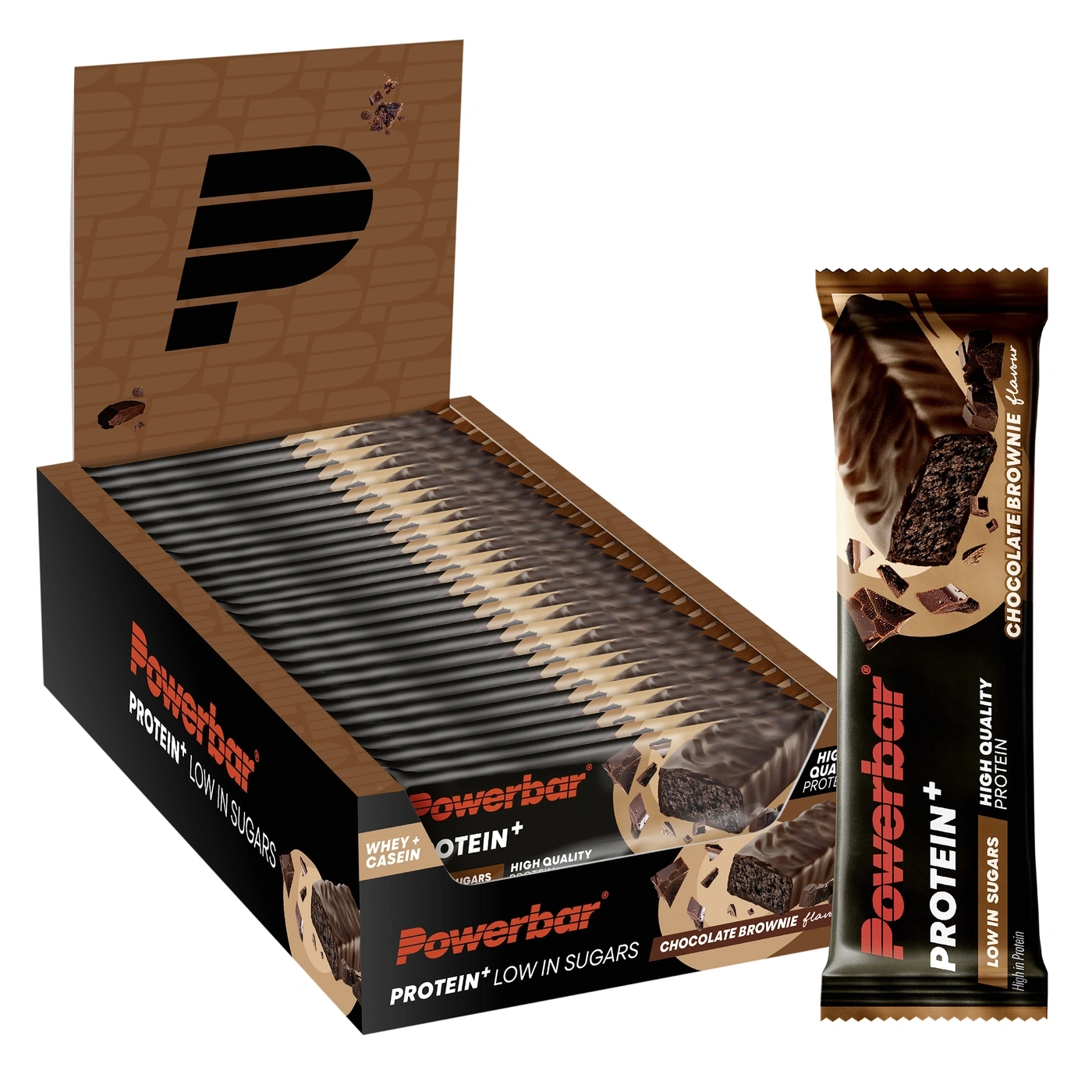Powerbar Proteinriegel im Schokoladen-Brownie-Geschmack im Karton