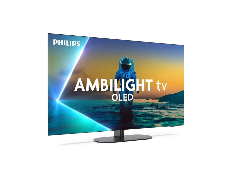 Philips Ambilight OLED Fernseher mit Astronauten-Motiv und Standfuß