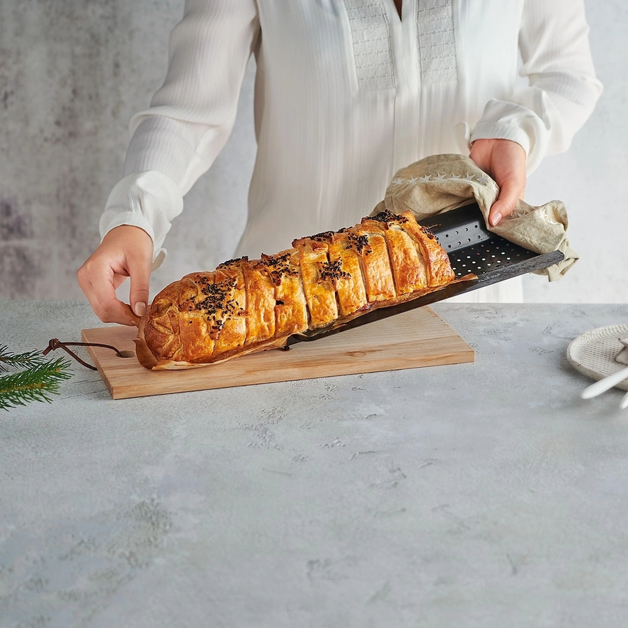 BETTY BOSSI Backblech Filet im Teig, Flechtmuster - Set Blech Grau NEU