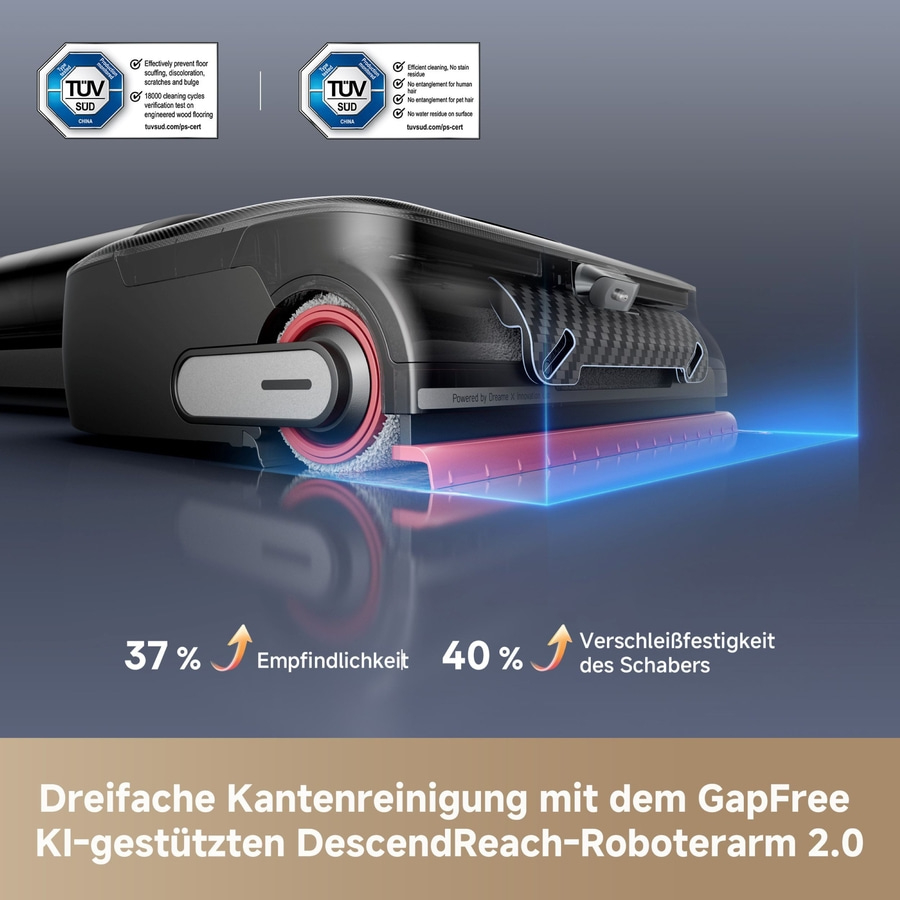 Staubsaugerroboter mit KI-gestützter Kantenreinigung und Verschleißfestigkeit