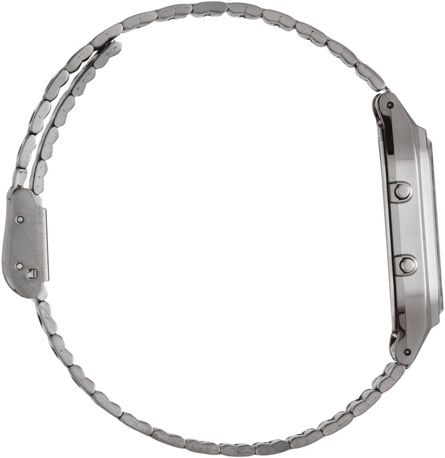 CASIO VINTAGE Armbanduhr AQ-230EGG-2AEF Quarz Chronograph 30 x 39 mm B-WARE Uhr mit Metallarmband, Seitenansicht, silberfarben, Detailaufnahme, Nahaufnahme, isoliert