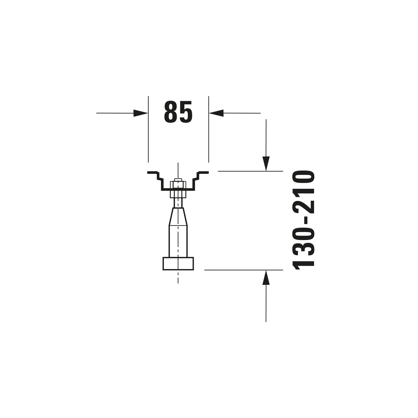 Technische Zeichnung mit Maßen 85 und 130-210