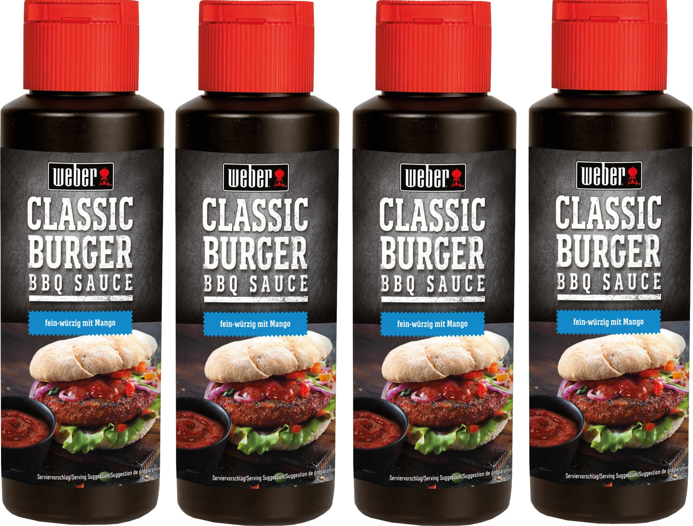 4x Weber Sauce Classic Burger BBQ Grillsauce Burger Saucen 300 ml Flasche würzig