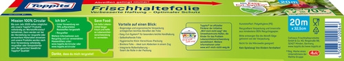 3 x TOPPITS Frischhaltefolie zum Abreißen 20 m Klarsichtfolie Easy-Cut-System