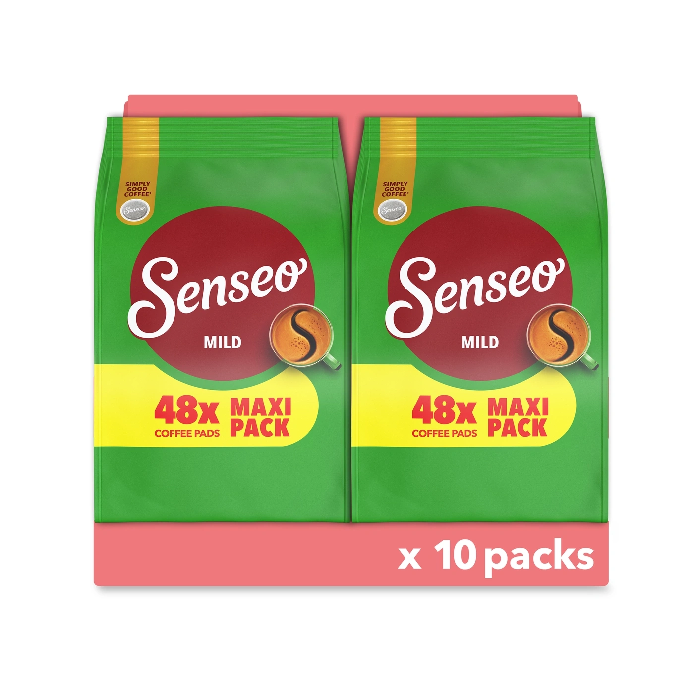 Senseo Kaffee Pads in grüner Verpackung, 10 Packungen