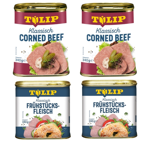 TULIP Bundle Frühstücksfleisch Corned Beef Schwein Delikatesse Konserve 4x 340g
