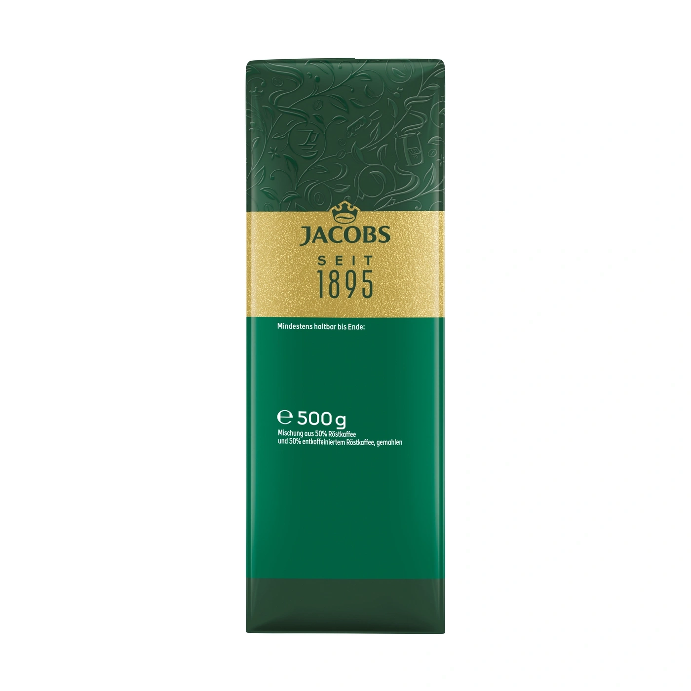 Jacobs Kaffee Packung mit Prägung und Goldstreifen