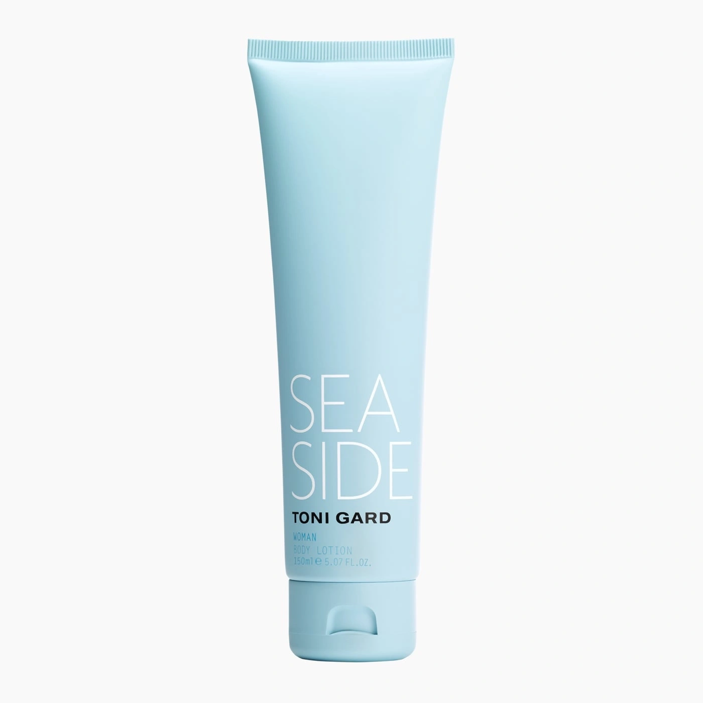Blaues Kosmetikprodukt mit Aufschrift 'SEA SIDE' und 'TONI GARD' für Frauen.