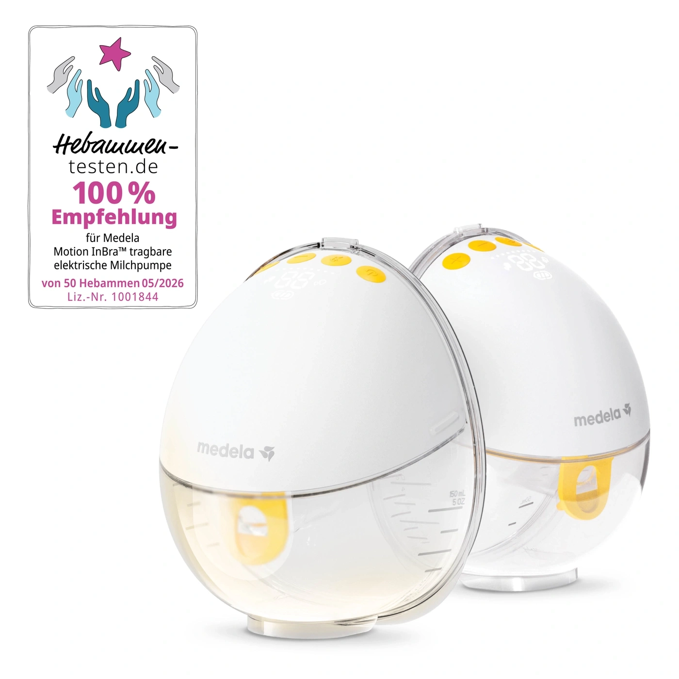 Zwei Medela elektrische Milchpumpen mit Siegel "100 % Empfehlung"