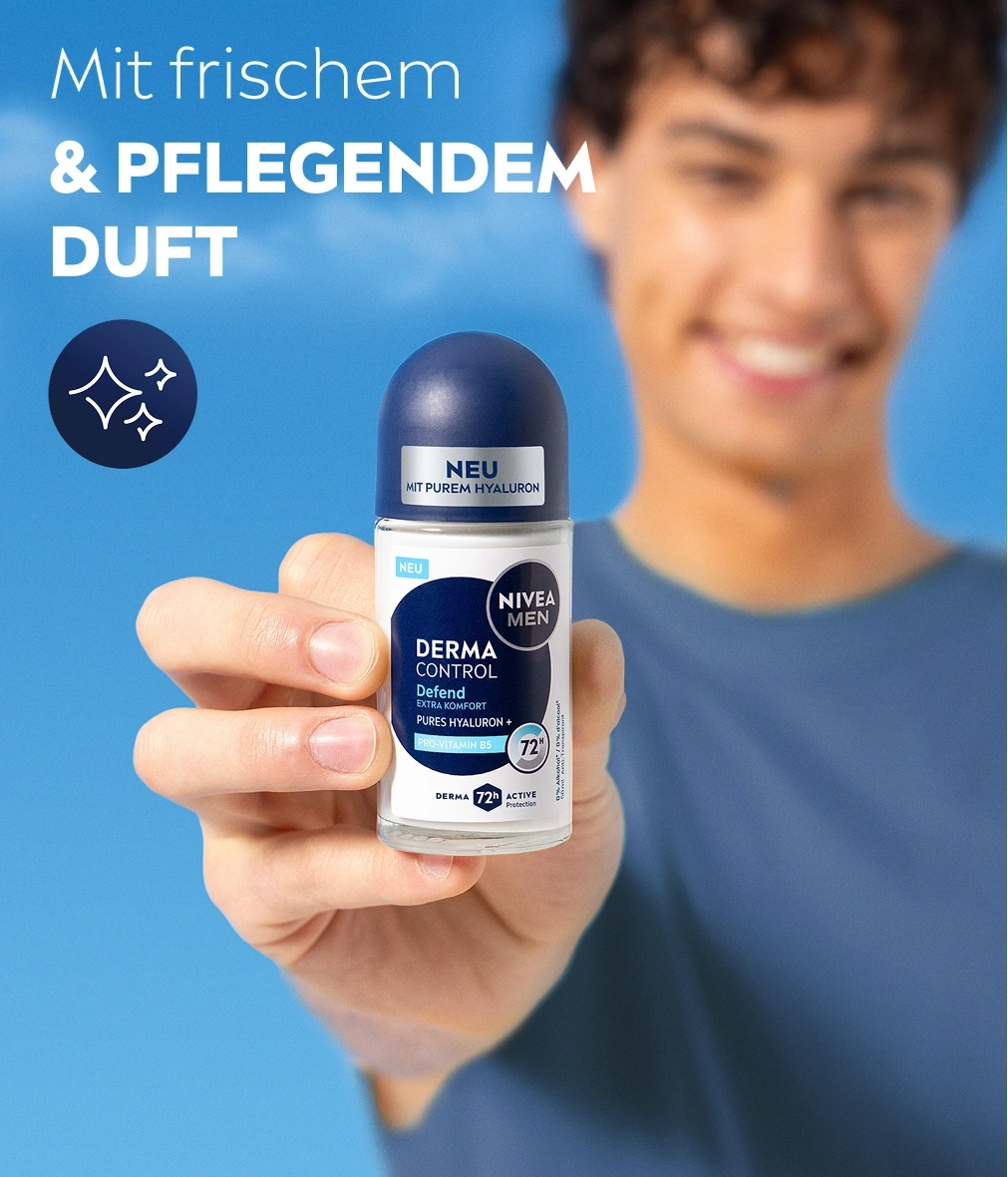 Mann mit Nivea Deodorant mit frischem und pflegendem Duft