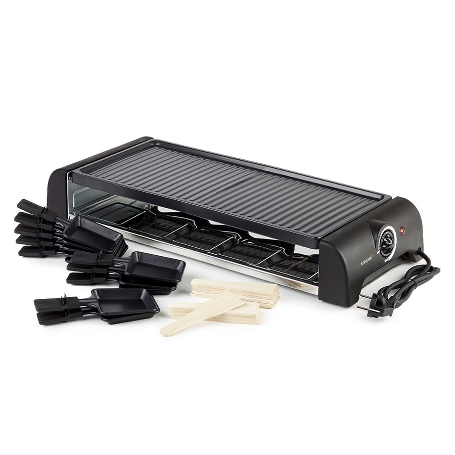 Raclette-Grill mit Zubehör, schwarz, für Käse und Gemüse, Tischgerät, Korona