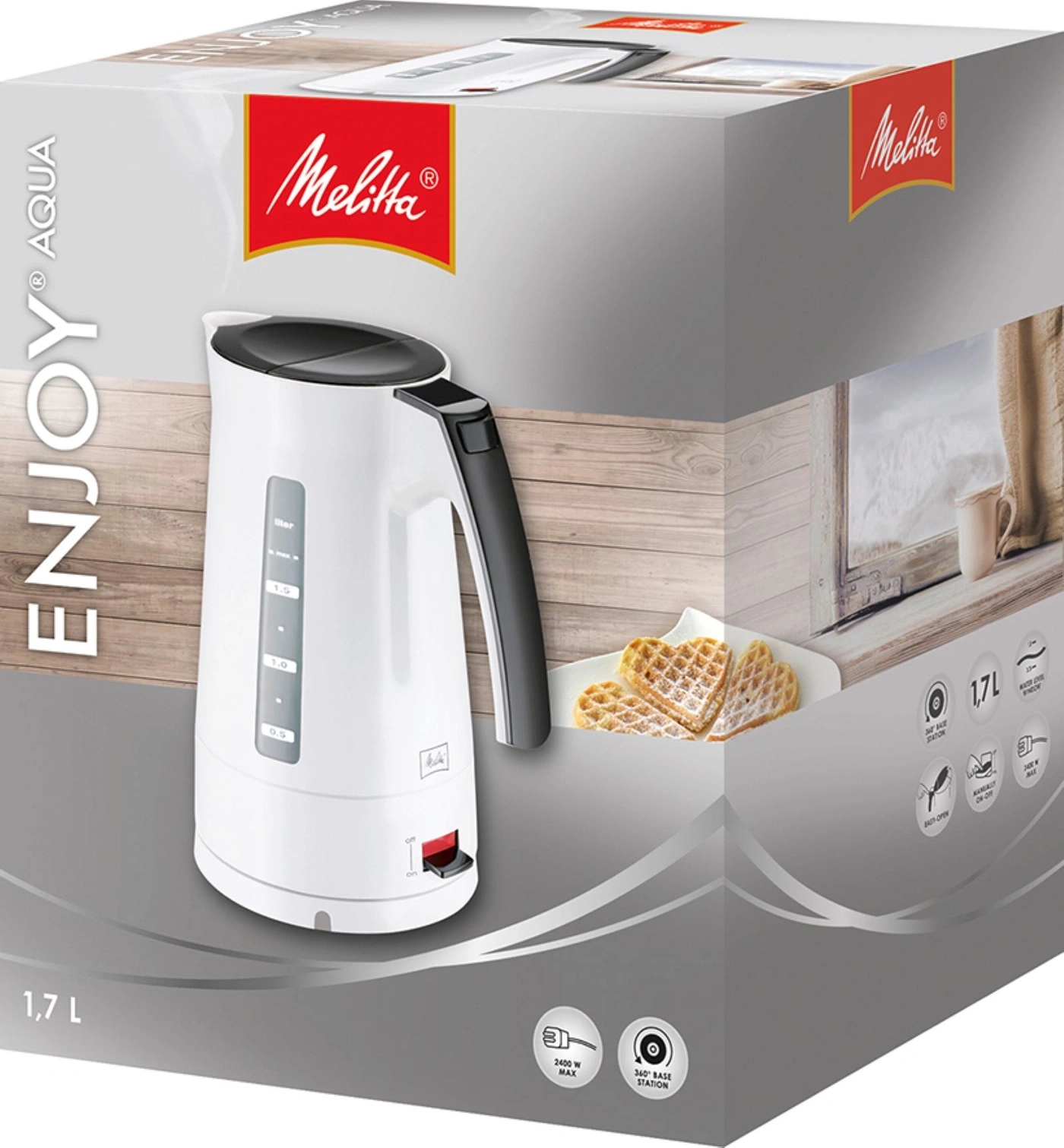 Melitta Wasserkocher, weiß, 1,7 Liter, 2400W, 360° Basisstation, genießen Sie Aqua