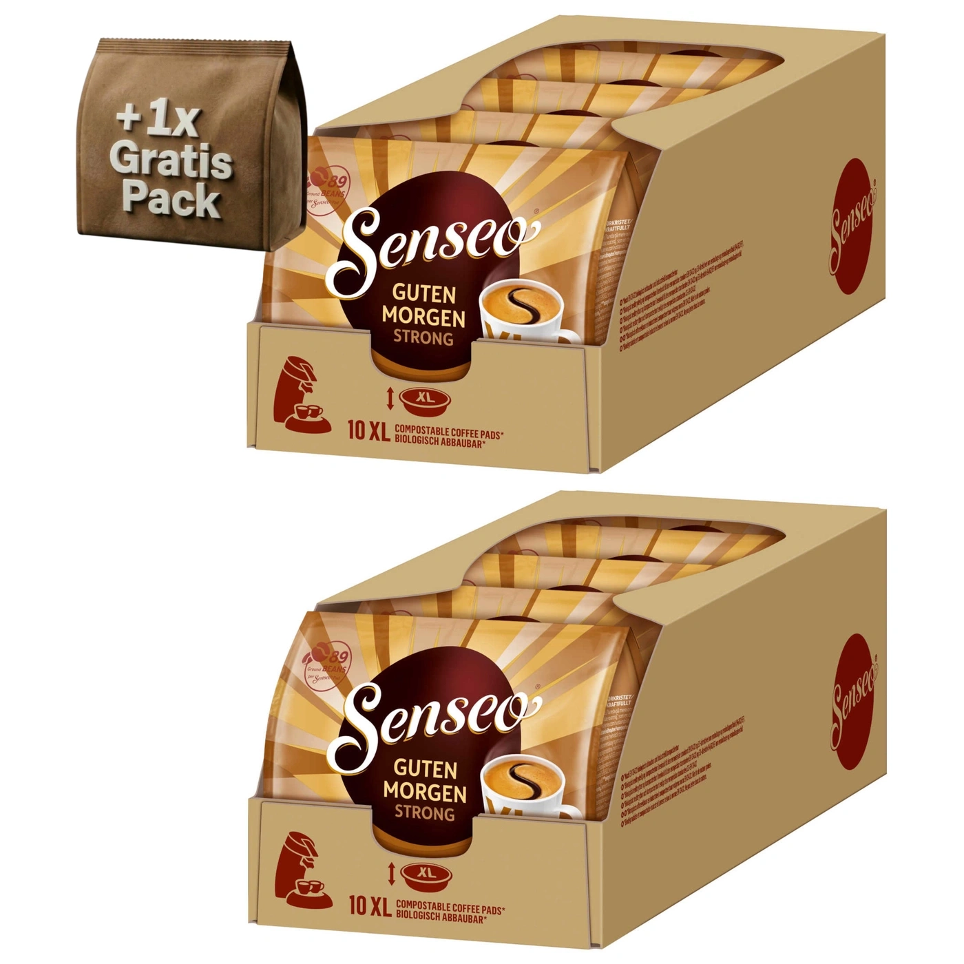 Senseo Guten Morgen Strong XL Kaffeepads, 10 Stück pro Packung, biologisch abbaubar