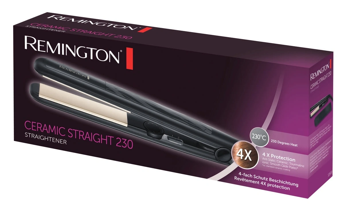 Remington Ceramic Straight 230 Glätteisen, 230°C, 4X Schutz, Haarglätter, schwarz