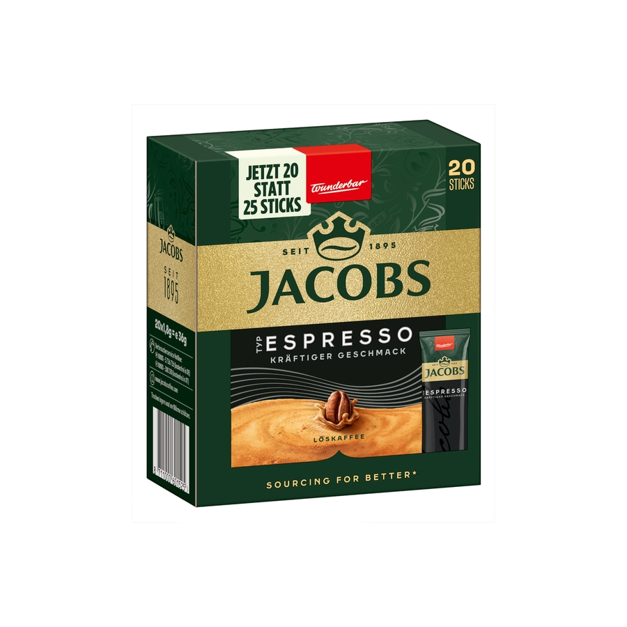 JACOBS Löskaffee Typ Espresso 12 x 20 Getränke Sticks löslicher Kaffee