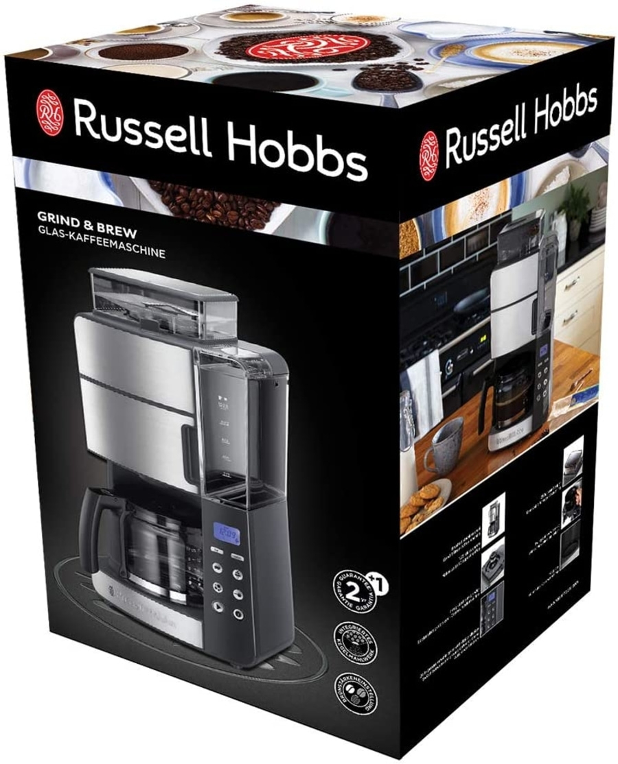 RUSSELL HOBBS Kaffeemaschine mit Mahlwerk Grind&Brew 25610-56 3 Mahlgrade Timer