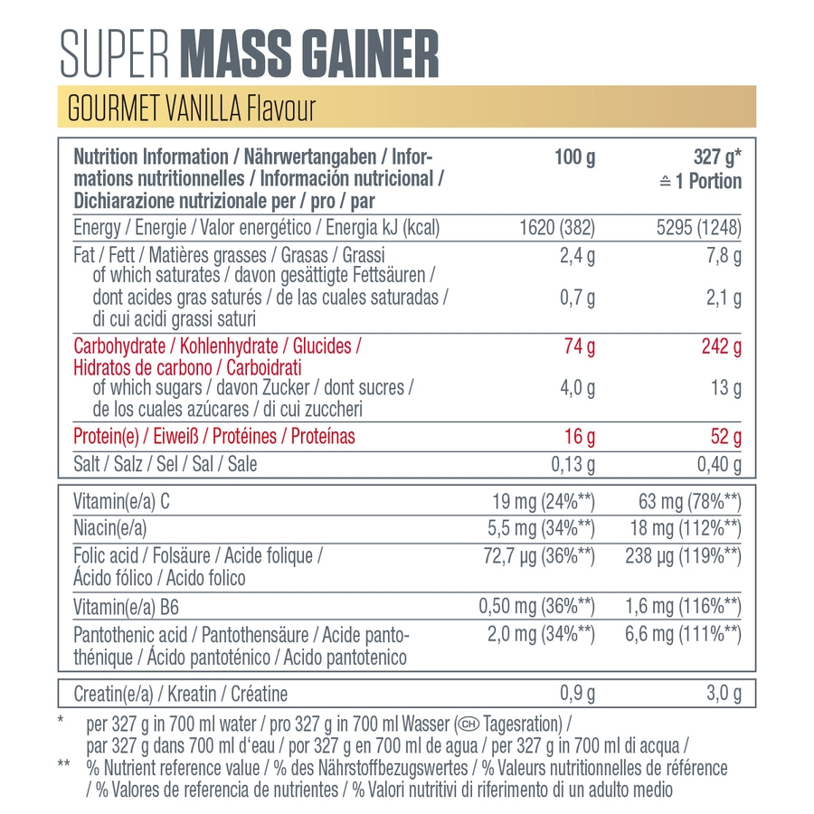 DYMATIZE Weight-Gainer Pulver Super Mass Kohlenhydrate Gourmet Vanilla 2943 g