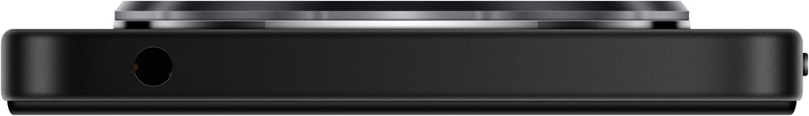 Schwarzes Gerät mit kreisförmiger Öffnung und silbernen Elementen oben. Modernes Design.