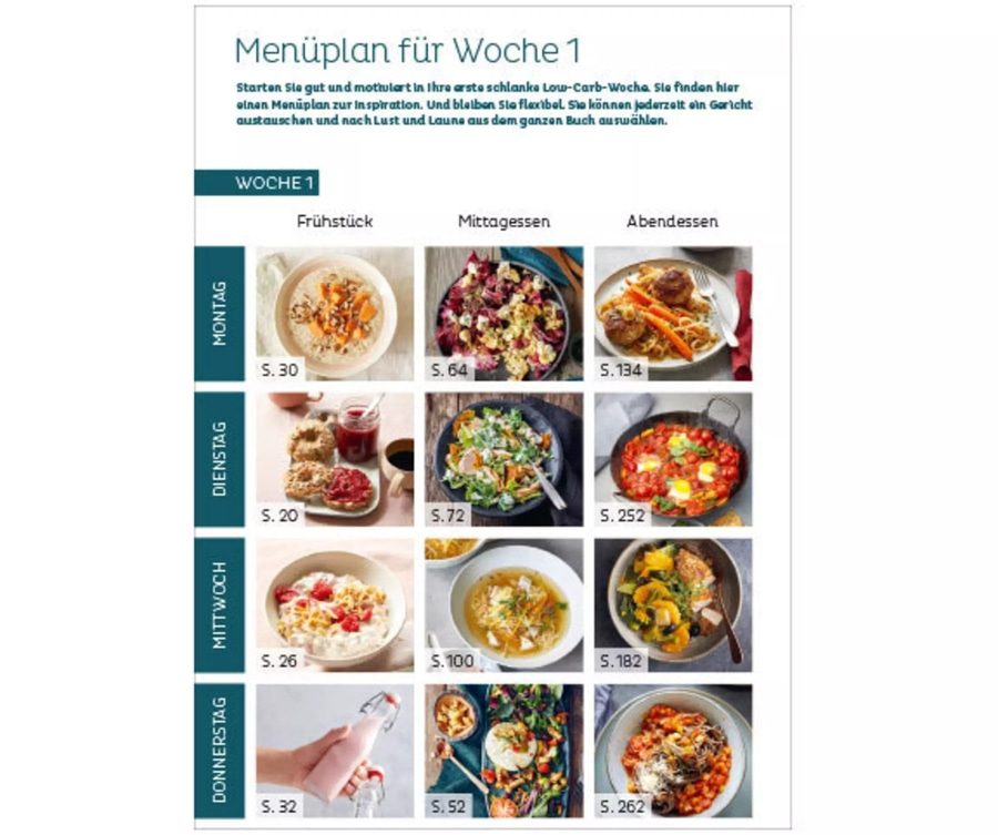 BETTY BOSSI Kochbuch Gesund & Schlank - Low Carb minus 3 kg in 3 Wochen Diätbuch