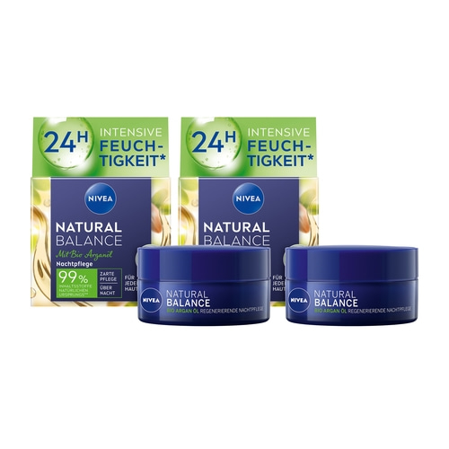 NIVEA Nachtpflege Natural Balance regenerierend tiefenpflegend Jojobaöl 2x 50ml