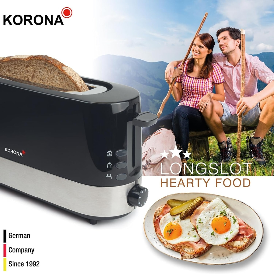 KORONA Toaster 21305 850 Watt Stufenlos Auftau-und-Aufwärm-Stufe schwarz NEU