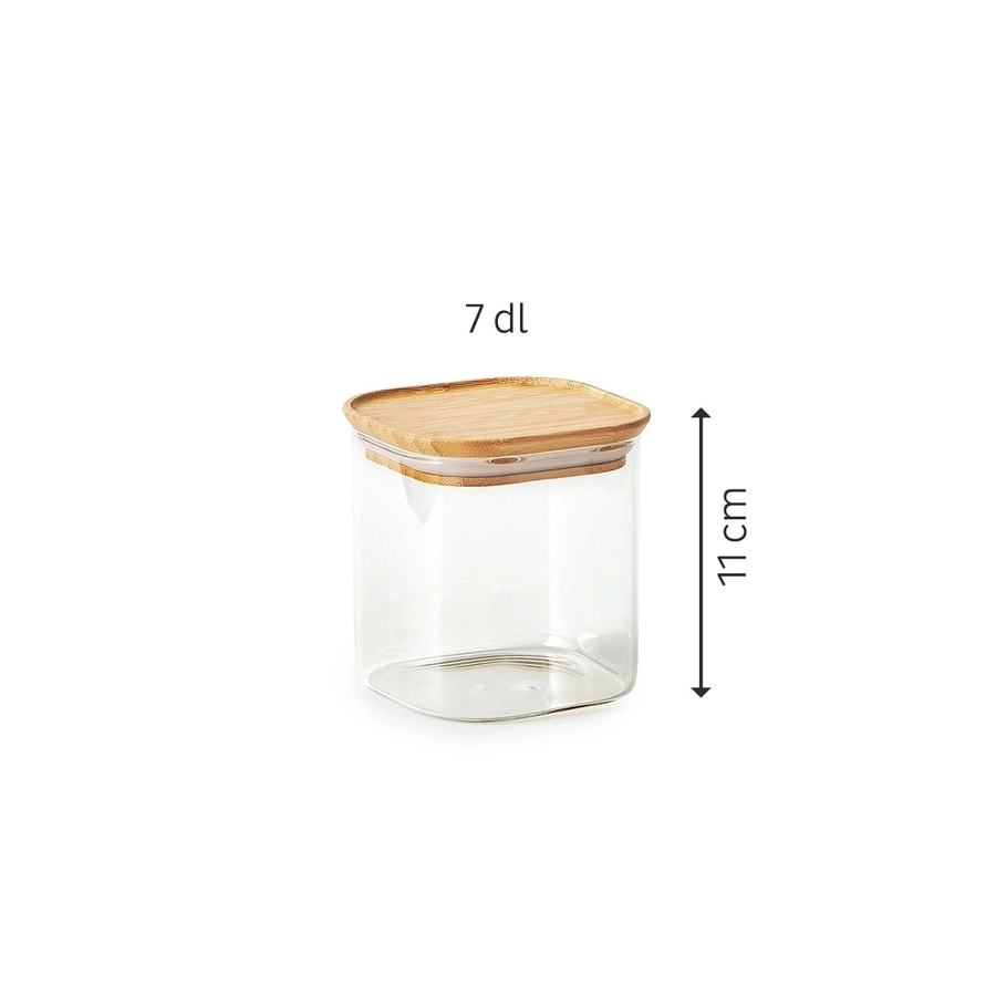 BETTY BOSSI Vorratsdose Glas 7 dl - 2 Stück Glas Silikon Bambus Braun NEU