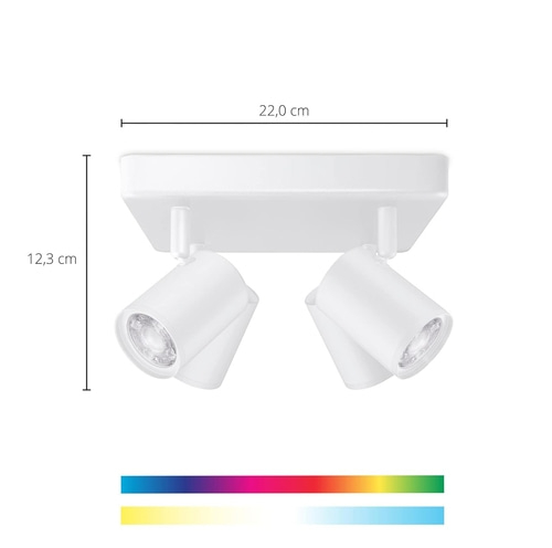 WiZ Deckenleuchte LED 4er Spot 4-flammig smarte GU10 Deckenlampe weiß