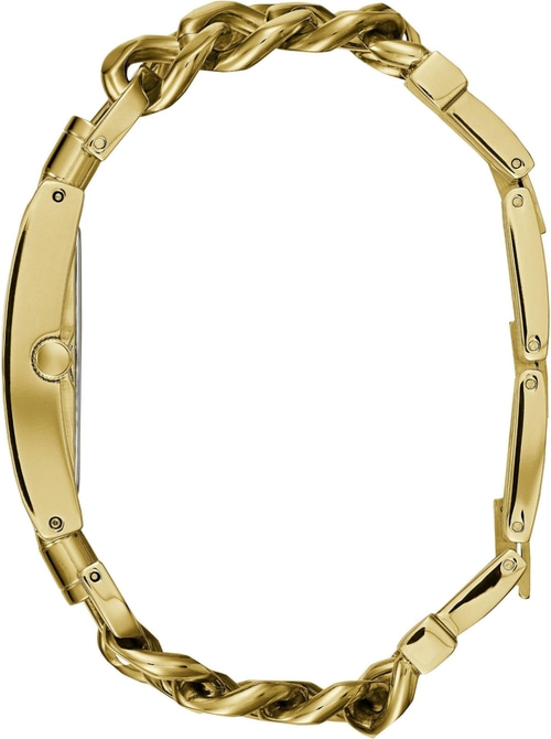 GUESS Quarzuhr HEAVY METAL W1117L2 goldfarben Mineralglas Edelstahl Goldene Armbanduhr mit Kette, elegantes Design, luxuriöses Accessoire, Schmuck