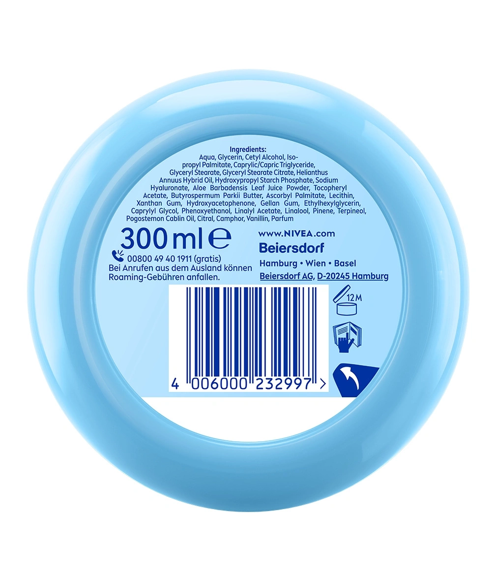 Nivea Dose mit Inhaltsstoffen und Barcode