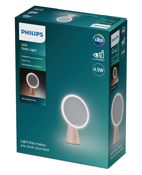 Philips LED Mirror Spiegelleuchte DSK205 3 Lichteinstellungen USB Akku rose NEU
