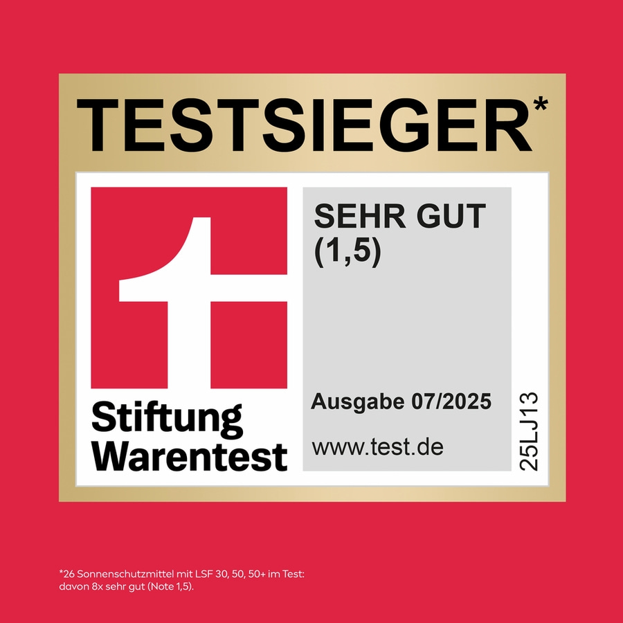 Testsieger-Auszeichnung mit "SEHR GUT" (1,5) von Stiftung Warentest, Ausgabe 07/2025.