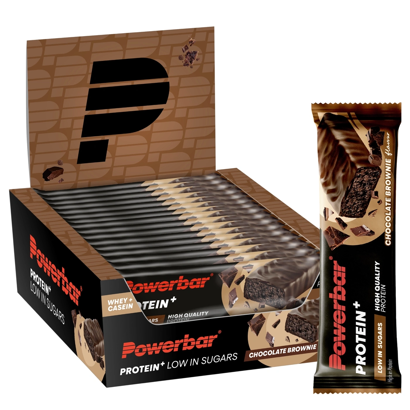 Eine Packung Schokoriegel mit hohem Proteingehalt und wenig Zucker