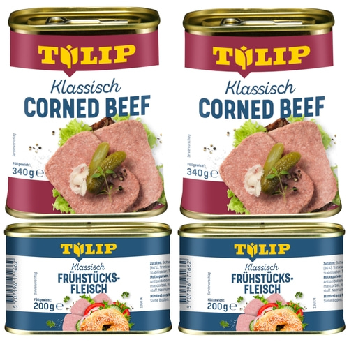 TULIP Bundle Frühstücksfleisch 2x 200g Schwein 2x 340g Corned Beef Delikatesse