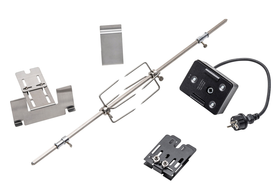 Grillzubehör, Edelstahl, Spieß, Halterungen, Stecker, Stromkabel, Grillen, Küche