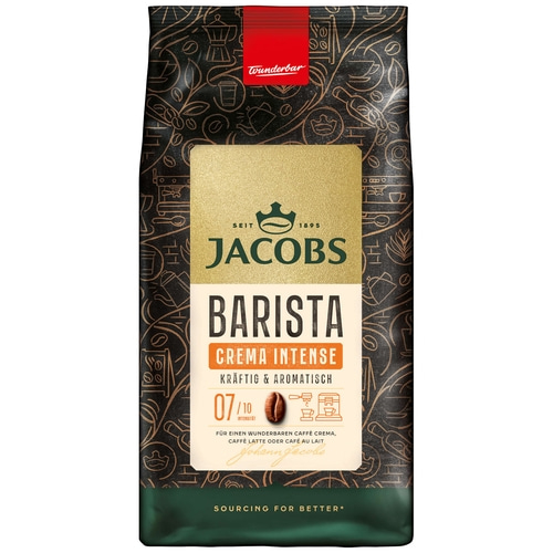 JACOBS Kaffeebohnen Barista Editions Crema Intense 4 x 1 kg ganze Kaffee Bohnen