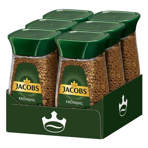 JACOBS Löskaffee Krönung 6 x 100 g Gläser löslicher Kaffee Instantkaffee 600 g