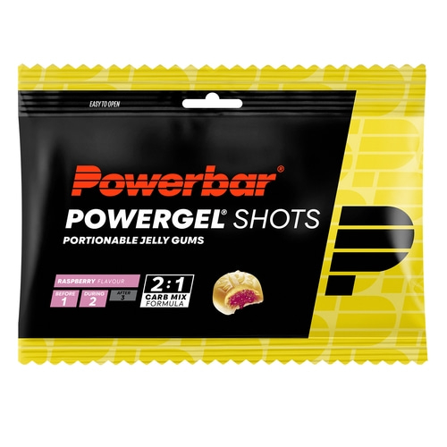 POWERBAR PowerGel Shots Himbeere High Carb Energie Gummis 24x60g koffeinfrei