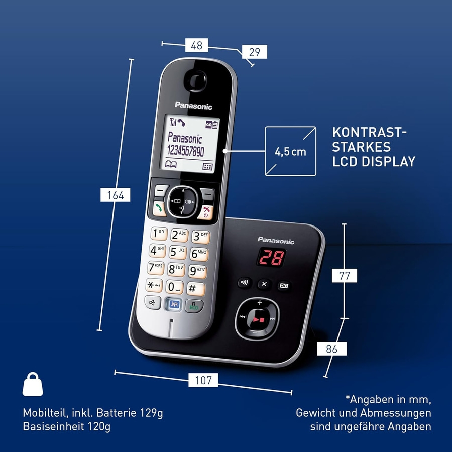 PANASONIC Haustelefon Telefon Schnurlos Festnetz Anrufbeantworter KX-TG6821GB
