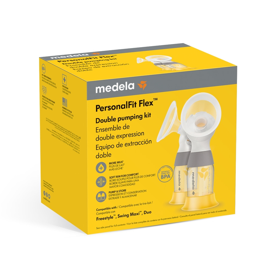 Medela PersonalFit Flex Doppel-Abpumpset, gelb, mit BPA-freiem Material, für Freestyle, Swing Maxi, Duo